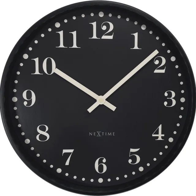 NeXtime Dickens – Wandklok – 30 cm – Plastic – Zwart – Stil