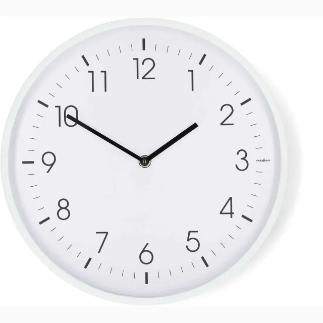 Nedis Wandklok - Diameter: 300 mm - Kunststof - Stille beweging - Wit Wit - CLWA1226WT