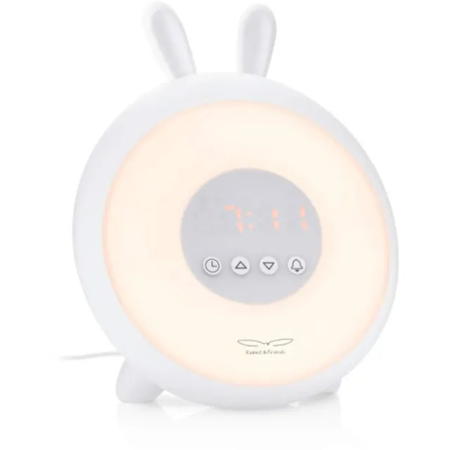 Rabbit & Friends Kinderwekker Konijn Wit – Wake-Up Light met Zonsopgang & Nachtlamp – Snooze Functie – LED Kleuren – Digitale Alarmklok