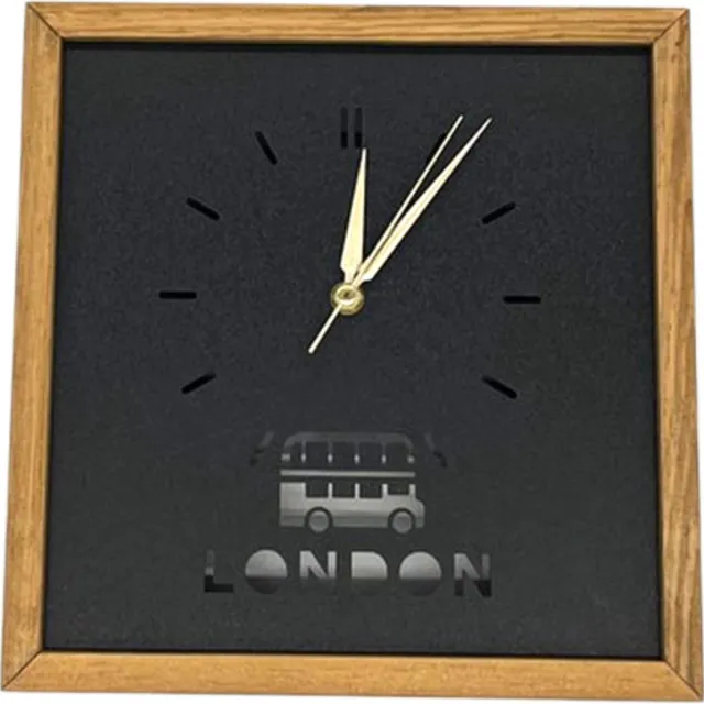 Bubidekor Moderne Wandklok London 30x30 - Wanddecoratie - Kunstwerk - Kunst aan de muur - Houten kunst - Klok - Klokken Zwart