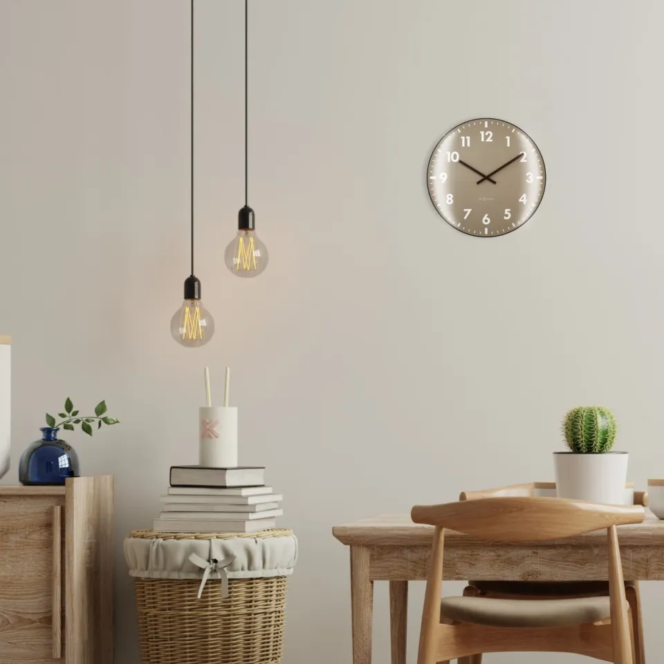 Wandklok 35 cm met koepelglas - geruisloos - glas - NeXtime 'Duomo' khaki, foto 2