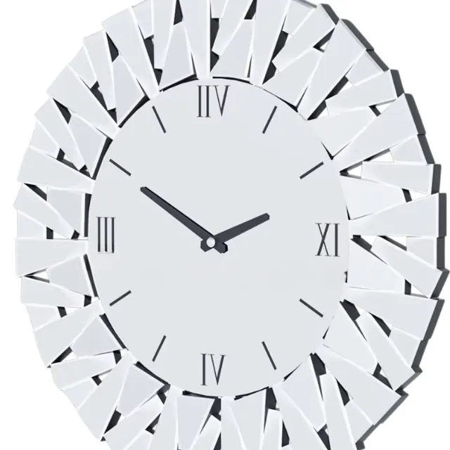 Happiq Ronde Wandklok 80 cm - Grote Luxe Wandklok - 3D Spiegel Design - Afgeschuinde Glazen Rand - Zilverkleurig - Modern & Stijlvol