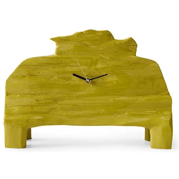 HKLIVING Teun Zwets houten tafelklok khaki