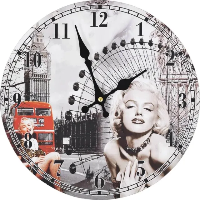 vidaXL Wandklok - vintage - stijl - Marilyn - Monroe - 30 - cm Multikleur