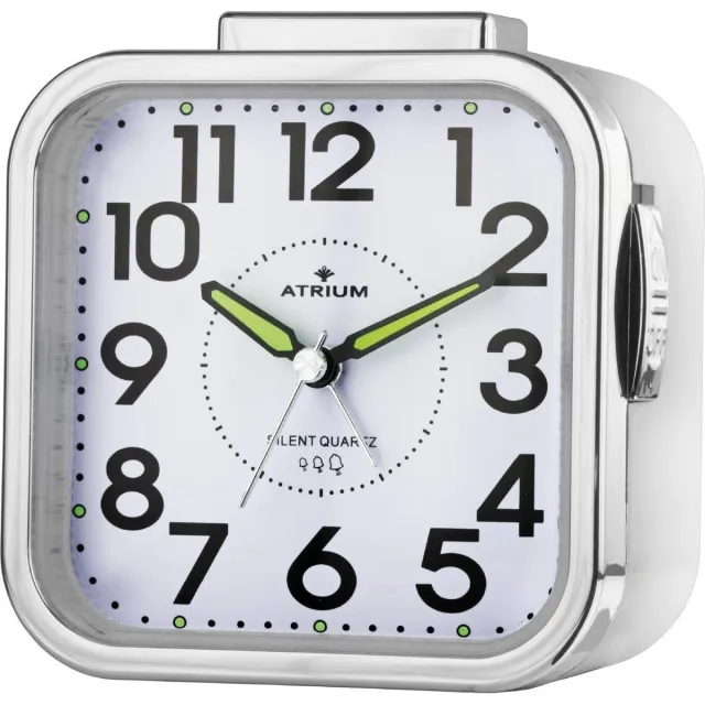 Atrium Wekker - Senioren - Analoog - Wit - Zonder tikgeluid - Grote cijfers - Duidelijk - Eenvoudige bediening - Opbouwend alarmsignaal - Snooze - Quartz uurwerk - A530-0