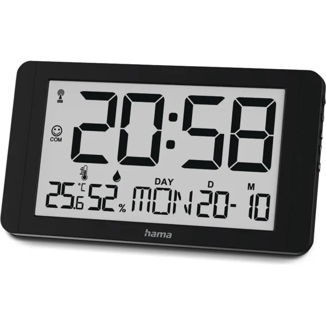 Hama wandklok- Cuba- Radiogestuurd - thermo-/ hygrometer- Zwart