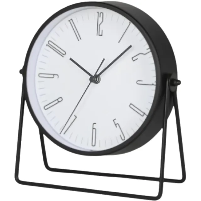 Urban Living Tafelklok Little Ben - wit/zwart - H18 cm - Dia klok 11 cm - kunststof - op standaard- op standaard