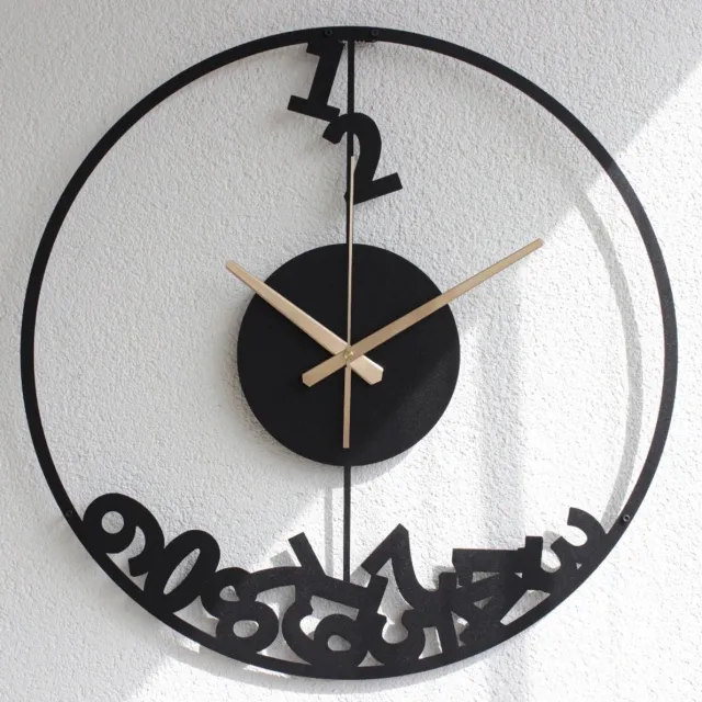 WallArtStore Metalen Wandklok-Wandklok Modern-Design Wandklok-Minimalistisch-Staal-Gepoedercoat-50 cm zwart