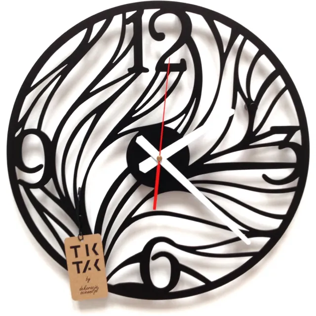 Decorizzly® Decorizzly Manche - Wandklok - 40cm - Zwart Halfglans - 3D Effect Zwart;Rood