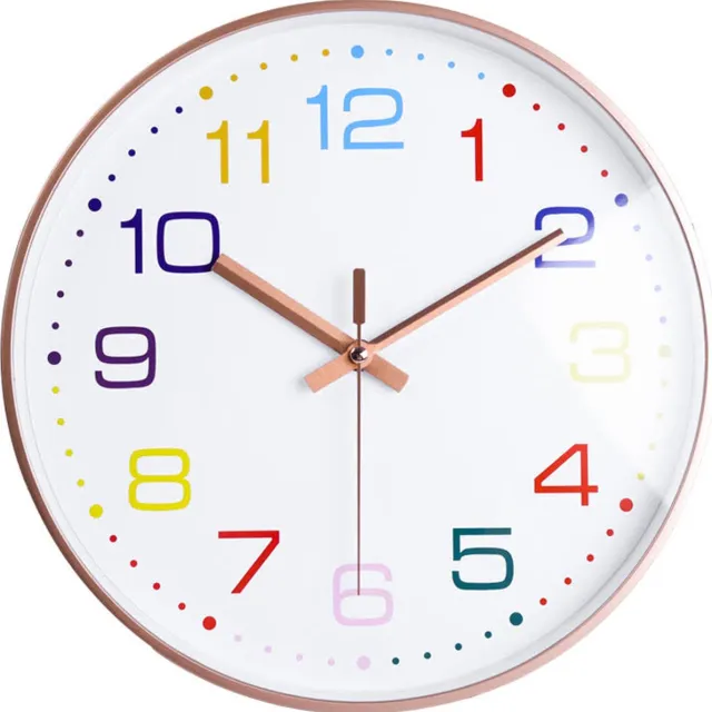 LW collection keukenklok kleurtjes kinderkamer klok 30cm - kleine wandklok met kleuren stil uurwerk - kinderkamer leer klok - leren klok kinderen met - leren klok kijken Meerkleurig