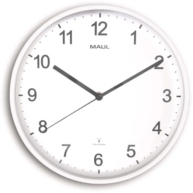Wandklok MAUL Sprint RC Ø30x5cm kunststof wit/wit incl batterij, foto 2