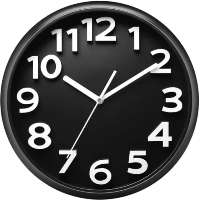PromoHome Moderne Wandklok 33cm - Stille Quartz Werking met Duidelijke Wijzerplaat Zwart