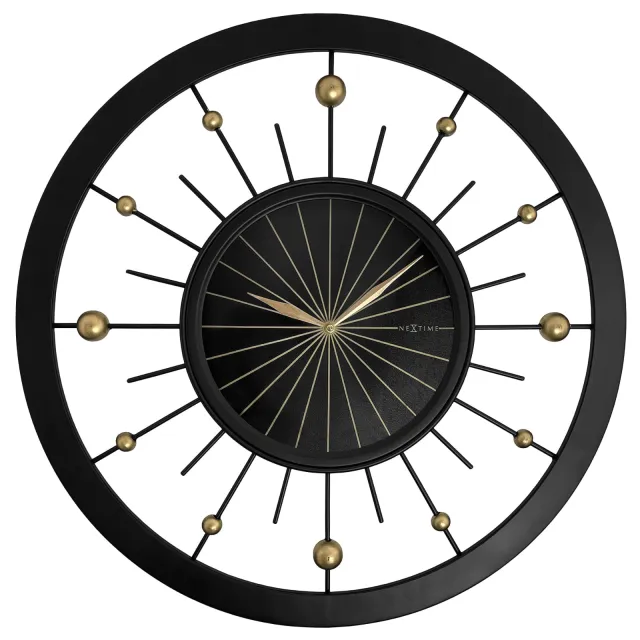 Nextime Wandklok 60cm-Geruisloos-Zwart-Metaal-NeXtime 'Orbit'