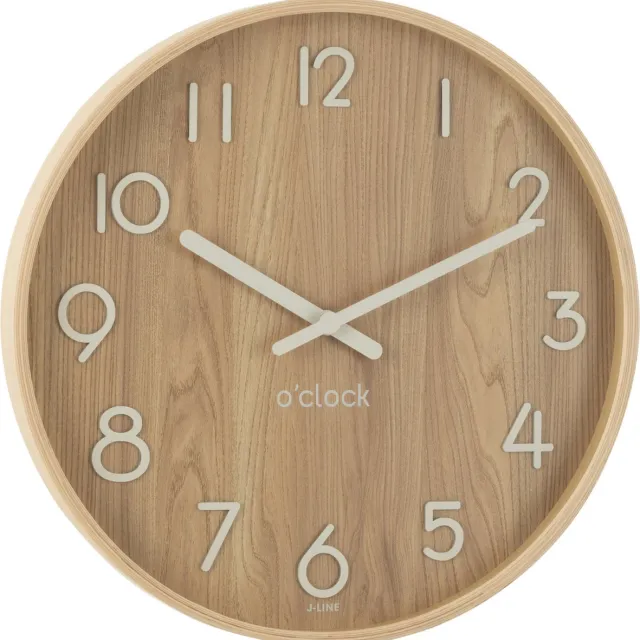 J-Line klok - multiplex/hout - licht naturel - small - Ø 53 cm