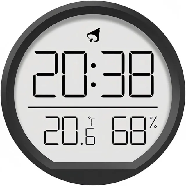 VHV Digitale klok - LCD klok met thermometer en hygrometer - Magnetische bevestiging of standaard voor keuken en kantoor Zwart