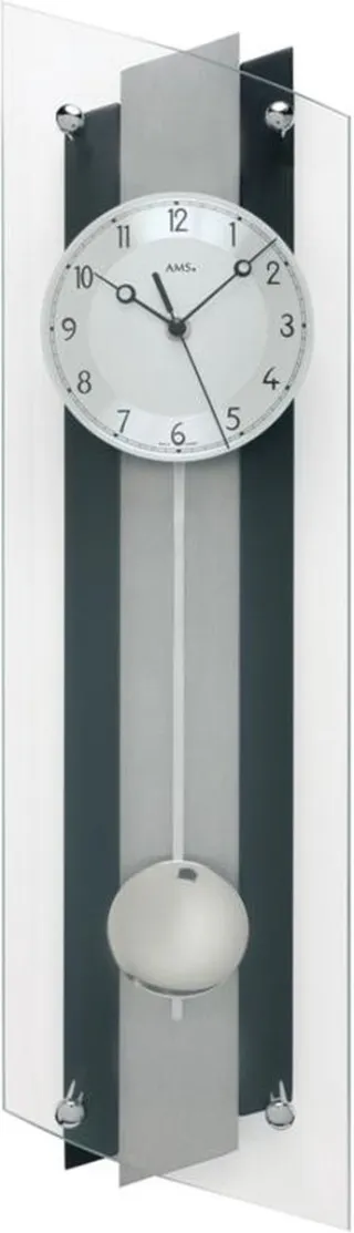 AMS 5262 - Klok - Hout/Aluminium/Glas - 16x59 cm - Transparant