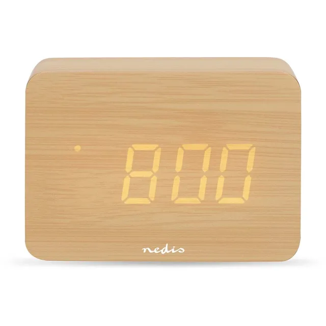 Nedis Digitale Wekker - LED - Snoozefunctie - Alarmklok - Dimbaar Display - Hout