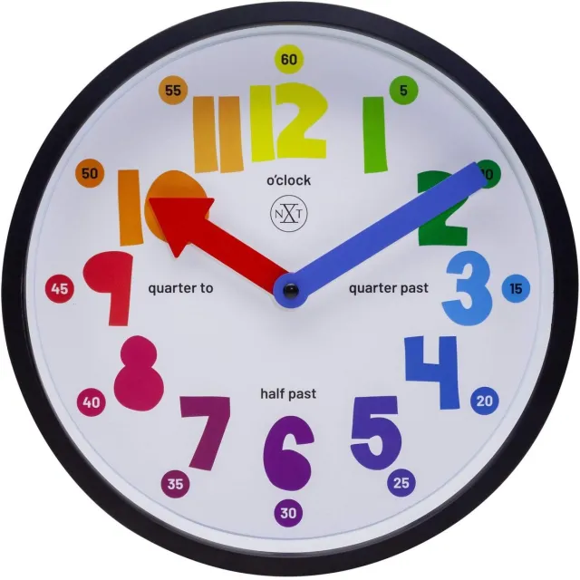 NeXtime nXt Sophia – Stille Wandklok – 26 cm – Plastic – Wit Blauw