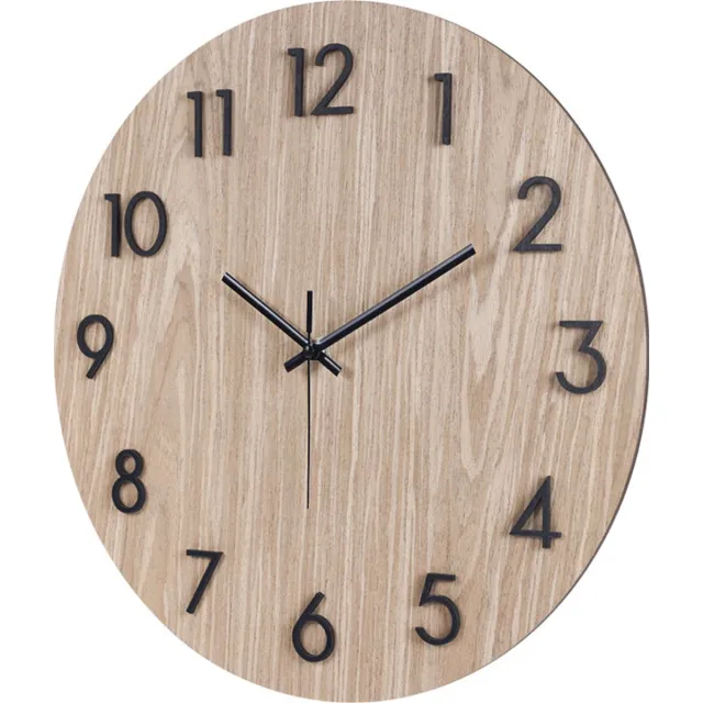 SensaHome Wandklok Florence - Moderne Ronde Klok met Cijfers - Scandinavisch Design met Hout - Ø38cm - Bruin