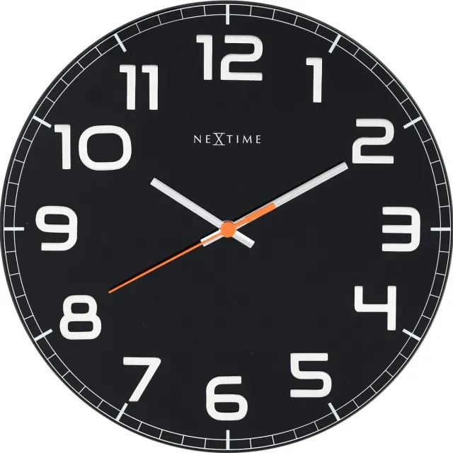 NeXtime Wandklok - 30 x 3.5 cm - Glas - Zwart - 'Classy Round'
