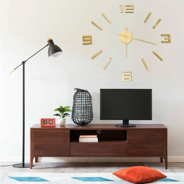 vidaXL 3D-wandklok modern XXL 100 cm goudkleurig, foto 2