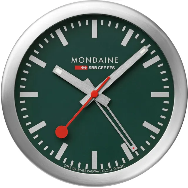 Mondaine M997.MCAL.66SBV - Wandklok - Groen - 125mm Zilverkleurig