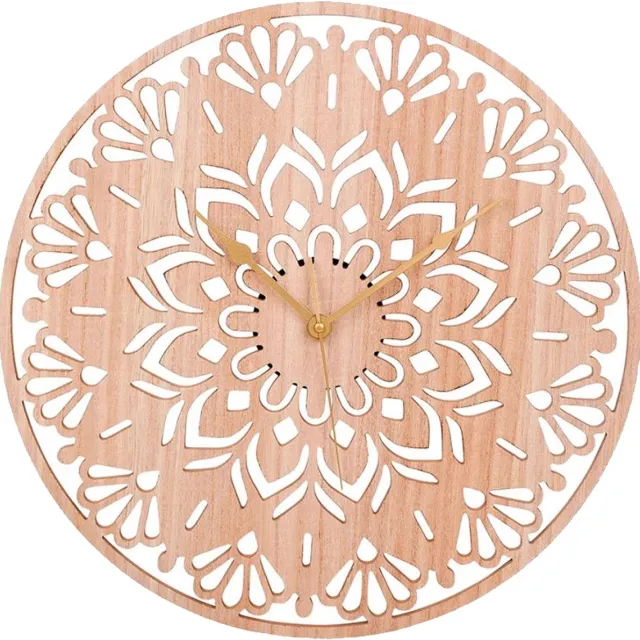 OSTARIA Wandklok/muur klok Rosa - D50 cm - MDF - naturel - woonkamer/keuken