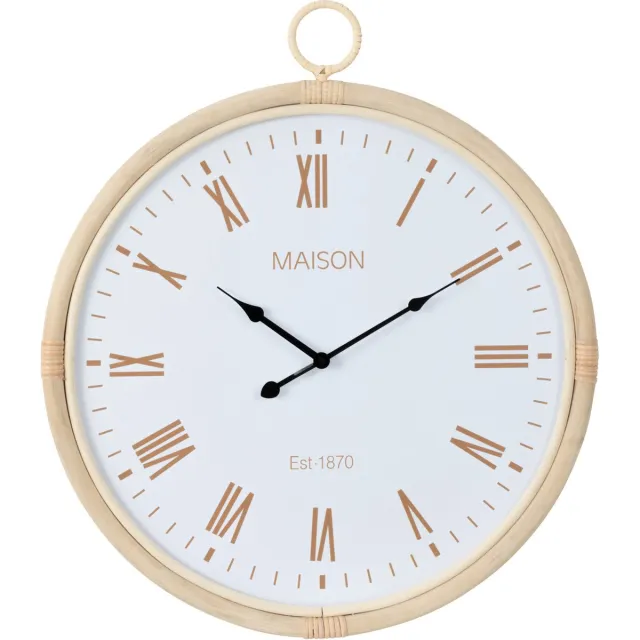 J-Line klok Kyr - jute - naturel/wit - medium - Ø 55.5 cm