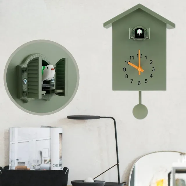 Klikkopers Minimalistische Koekoeksklok - Modern - Koekoek - Cuckoo Clock - Groen