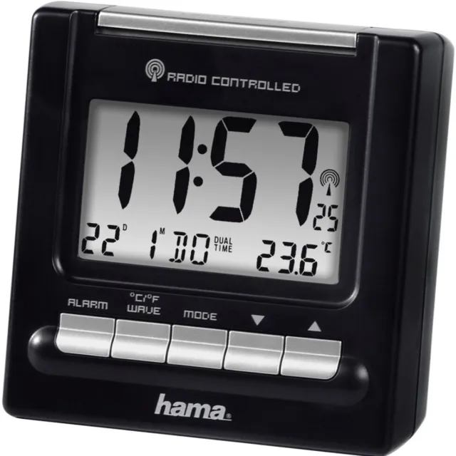 Hama wekker- RC200 - Radio controlled - Alarm- Zwart