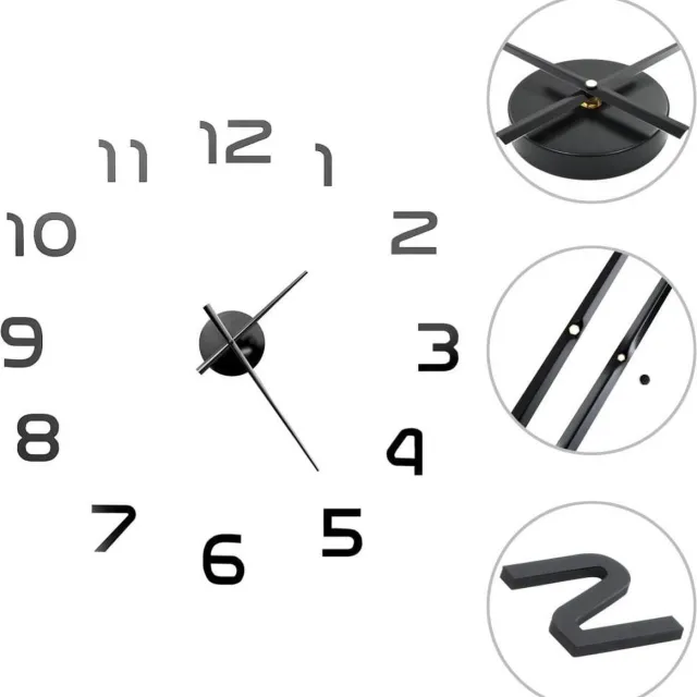 vidaXL 3D-wandklok - 100 - cm - XXL - modern - zwart