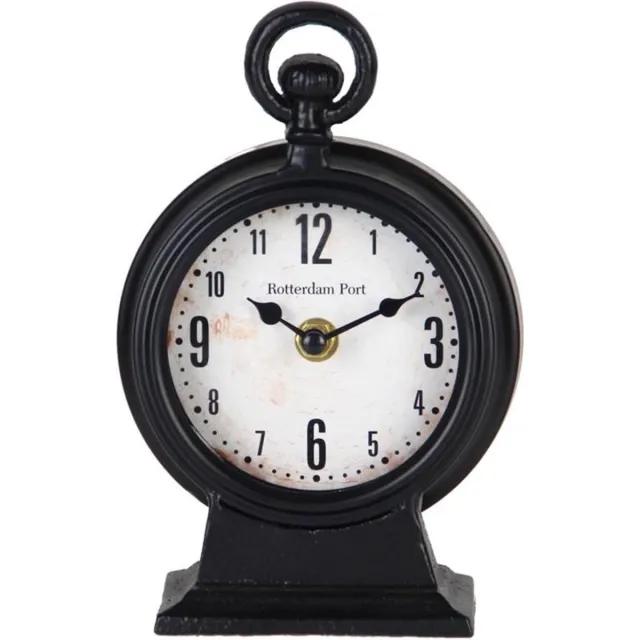 Goods Home - tafelklok - Rotterdam Port - Hoogte 19 cm Zwart