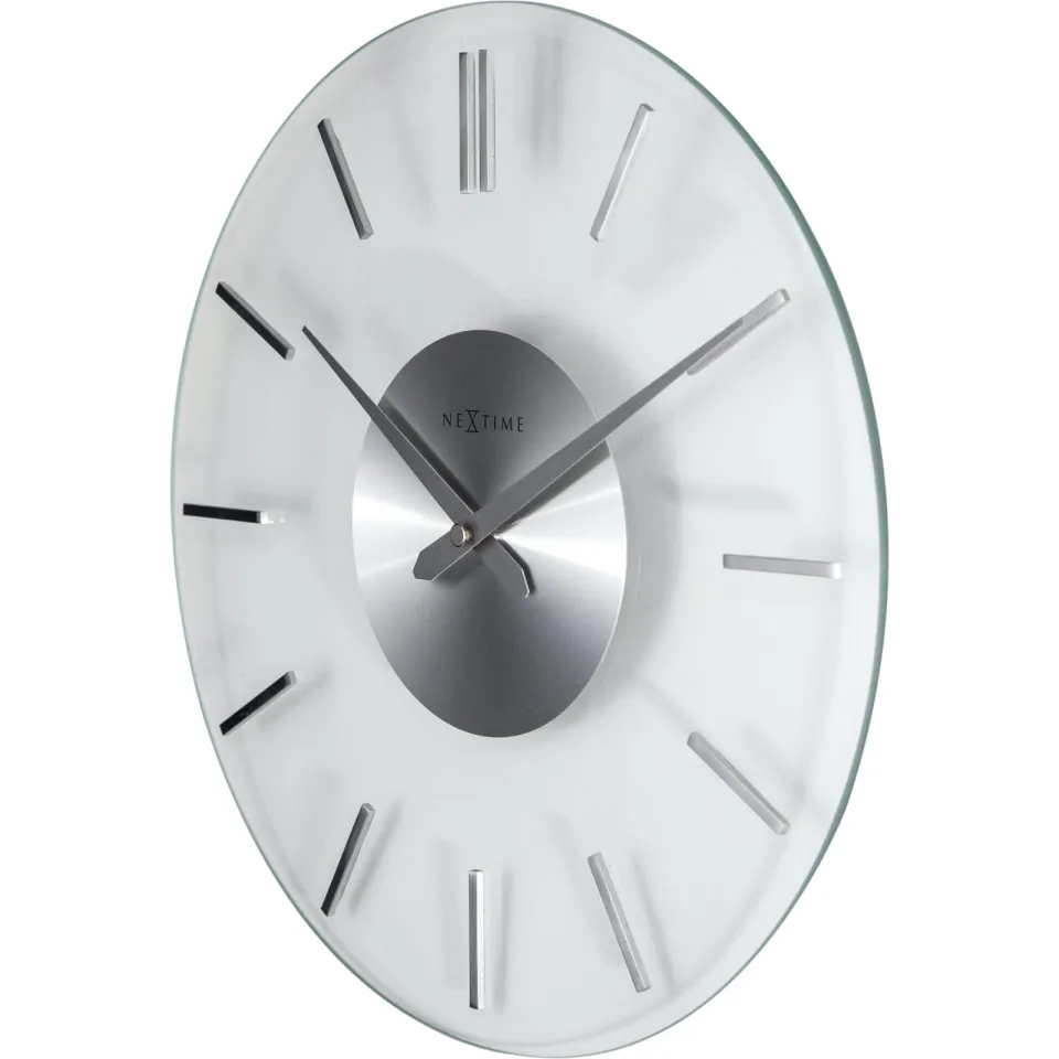 NeXtime Clocks Nextime wandklok- 26 cm - Aluminum - Glas - Stripe - 31 cm transparant, foto 3
