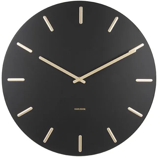 Karlsson Wandklok Charm - Zwart Staal met gouden wijzers - Ø45cm - Wandklok Scandinavisch