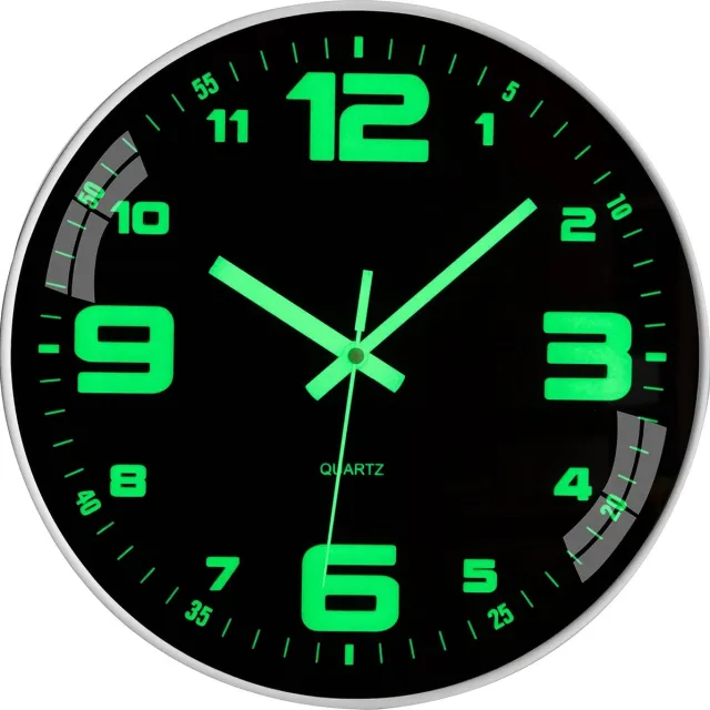 OEMG Stille, tikvrije digitale wandklok met een 20cm verlicht display - modern design - groot digitaal display op batterijen - gemakkelijk af te lezen - geschikt voor slaapkamers, huizen, keukens, kantoren, scholen en andere locaties. Groen