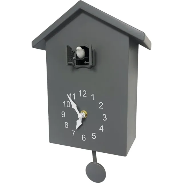 aura Koekoeksklok Modern - Koekkoeksklok - Koekoeksklokken – Wandklok - Cuckoo Klok – Grijs - 25cm x 4cm x 11cm