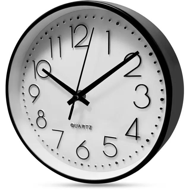 Xpieoyrm 8 inch wandklok zonder tikken, 20 cm moderne stille kwartswandklok, op batterijen, ronde digitale wandklok, gemakkelijk af te lezen, cadeau en decoratie voor woonkamer, huis, eetkamer Wit