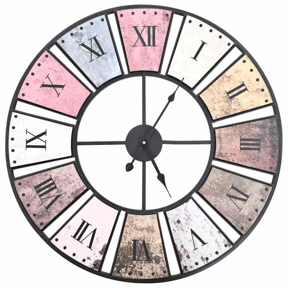 vidaXL Wandklok vintage-stijl quartz-mechanisme XXL 60 cm metaal meerkleurig, foto 3