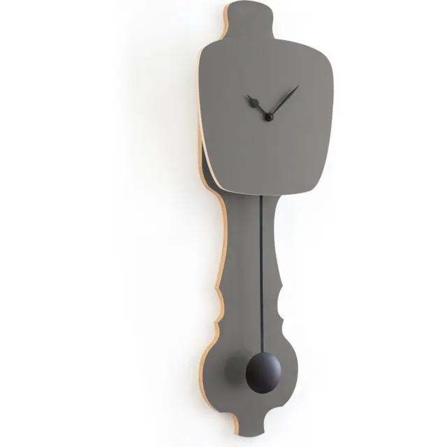 Kloq Wandklok met Pendule - Batterijen Inbegrepen - Wanddecoratie - Quartz Beweging - Niet-Tikkend Batterij Aangedreven - Steen Grijs en Diep Zwart - Small Steen Grijs & Zwart