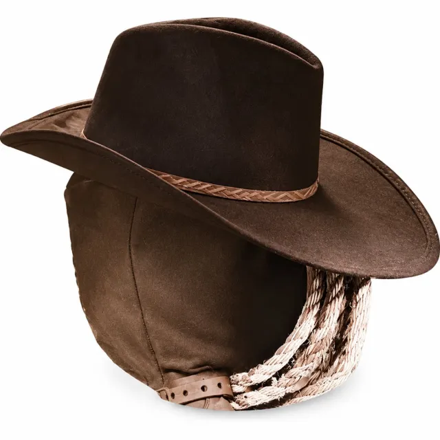 SWGOTA Stille ronde kwartsklok 12 inch - Diameter 29,7 cm - Cowboymotief met witte cijfers en wijzers - Decoratieve wandklok Bruin