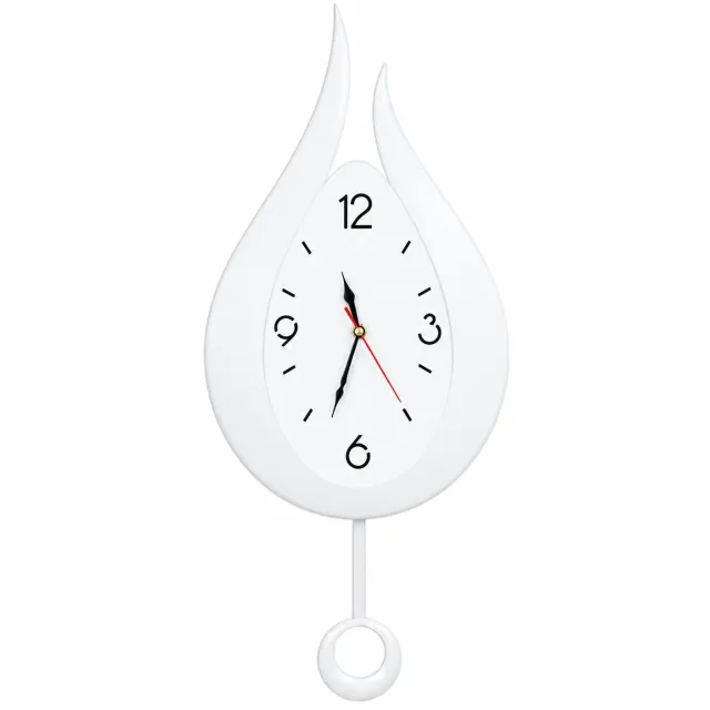 SWGOTA Zilverkleurige acryl wandklok in druppelvorm, 55 x 24 cm, stil quartz-uurwerk en ringvormige slinger
