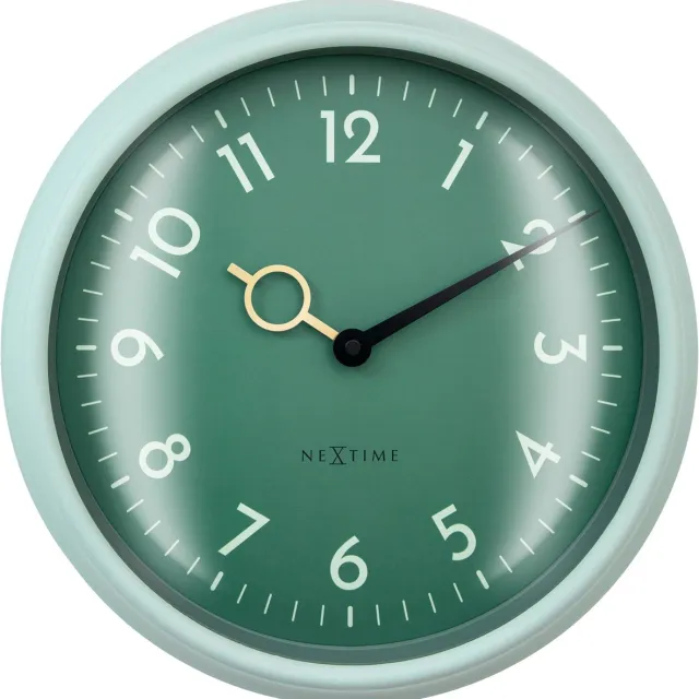 NeXtime Wandklok 30,5cm - Stil - Zeegroen - ABS - NeXtime 'Golden Hour Wall' Teal