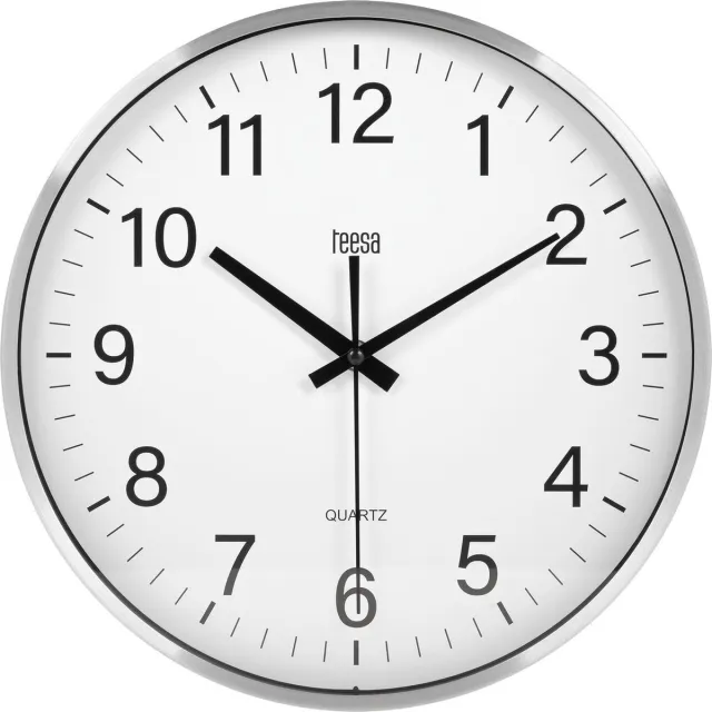 Teesa TSA0036 - Wandklok - Quartz uurwerk - analoge tijdweergave - eenvoudig aan de muur te hangen - 30 cm - zilver