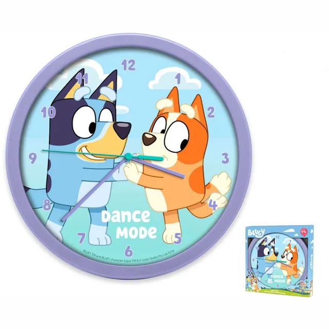 Bluey Wandklok – 25 × 25 cm – Kinderkamer Klok met Bluey-thema – Leuke Decoratie Voor Kinderen Blauw