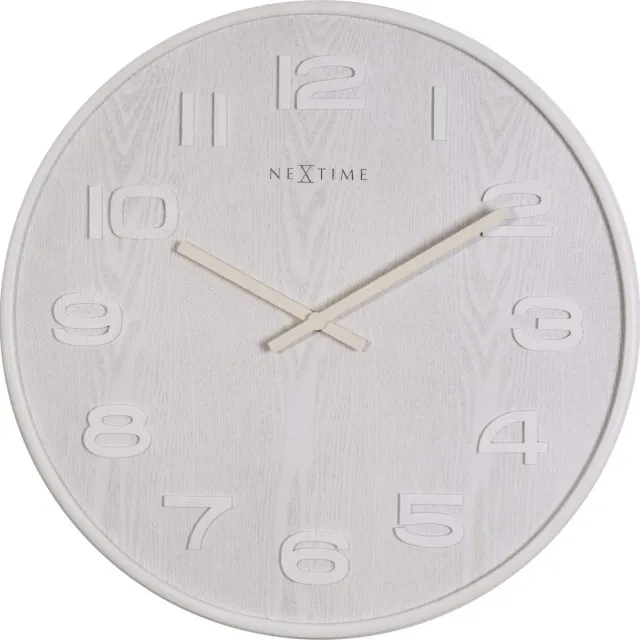 NeXtime Wood Wood Big – Wandklok – 52.8 × 3 cm – Hout – Wit