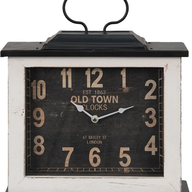 Clayre & Eef Tafelklok 36x10x32 cm Zwart Wit Hout