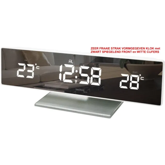 Technoline KLOK - Wekker - Binnen- / Buiten-THERMOMETER - Fraai Design - 68WS15 zwart