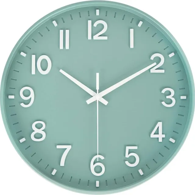 TYME Wandklok Analoog - Goed Leesbaar- Stille 30cm Klok Modern - Muurklok - Quartz - Beam Groen