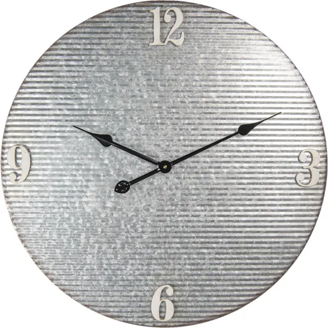 Clayre & Eef Wandklok Ø 60 cm Grijs Metaal