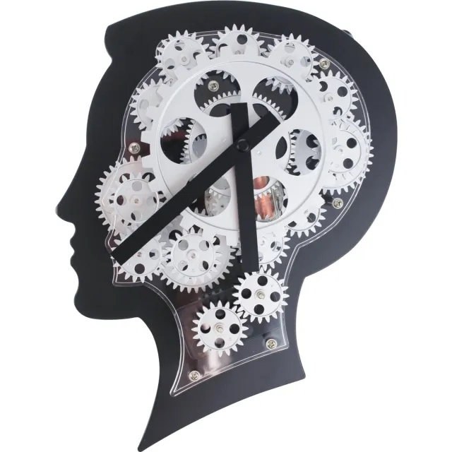 United Entertainment Wandklok beweging Brain met Bewegende Tandwielen Wand klok Zwart,grijs